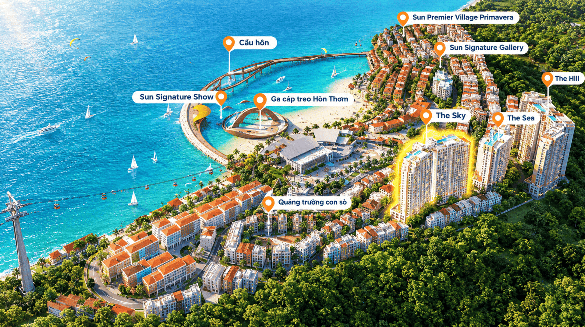 Phân khu Sky thuộc dự án Sun Grand City Hillside Residence sở hữu vị thế cao nhất, mang đến tầm nhìn toàn cảnh biển trời và thị trấn Sunset Town vô cùng nguy nga, tráng lệ. Phân khu The Sky sở hữu vị thế cao nhất, mang đến tầm nhìn trọn vẹn biển trời cùng thị trấn Sunset Town rực rỡ sắc màu tại Nam Phú Quốc.