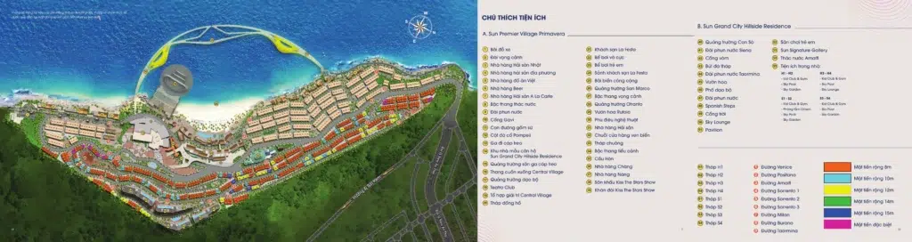 Tổng mặt bằng Hillside thể hiện bốn tòa H1–H4 và chú giải tiện ích theo nhóm tòa