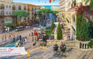 Phối cảnh Spanish Steps với bậc thang và cây xanh giữa các dãy nhà The Sea, The Sky